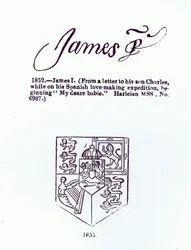 Reproducción de la firma de Jacobo VI y I (1566-1625), 17 de marzo de 1623